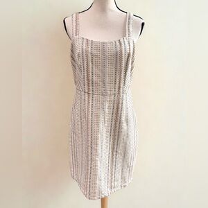 Amour Vert Cream & Beige Striped Dress